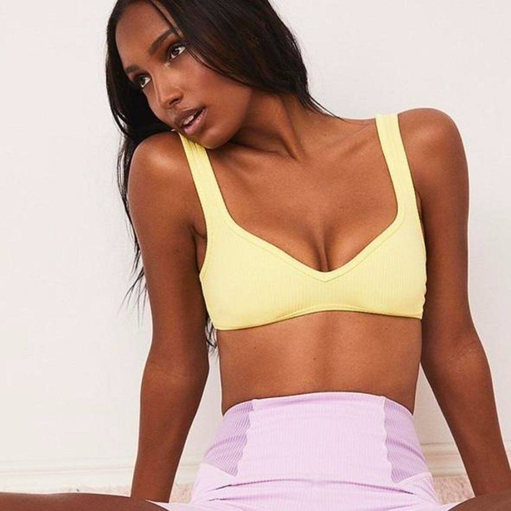 For Love Of Lemon Yellow Sports Bra